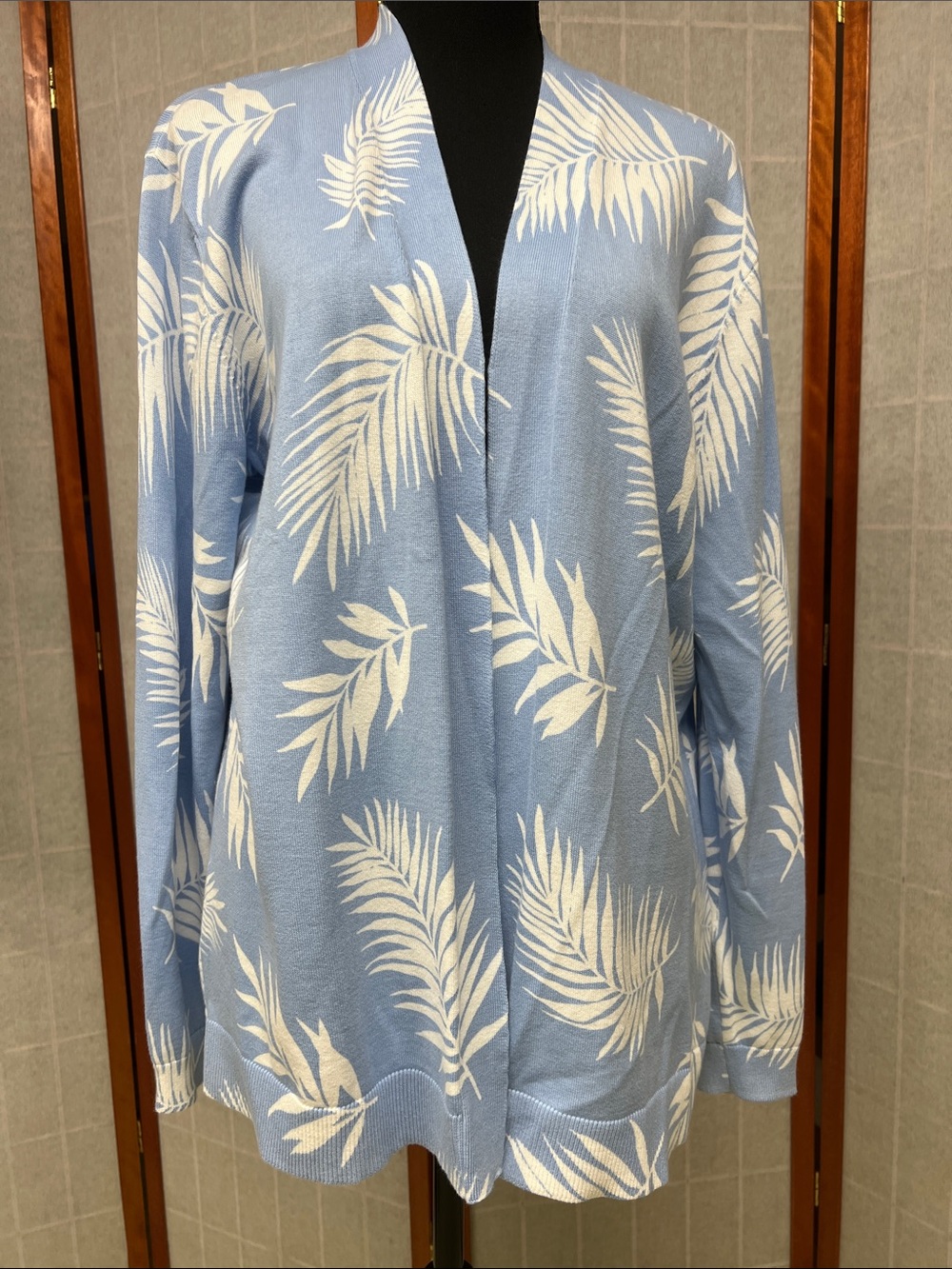 Lands' End Light Blue and White Palm-Print Swim Coverup
